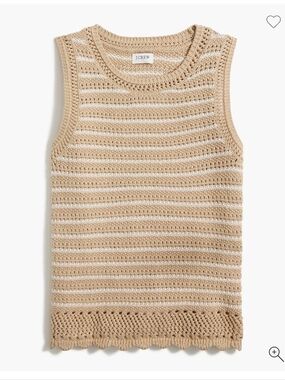 J. Crew Beige and White Crochet Stripe Tank